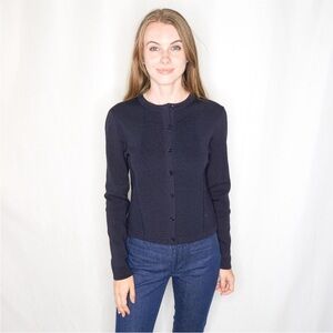 L. K. BENNETT Blue Stretch Knit Button Cardigan XS